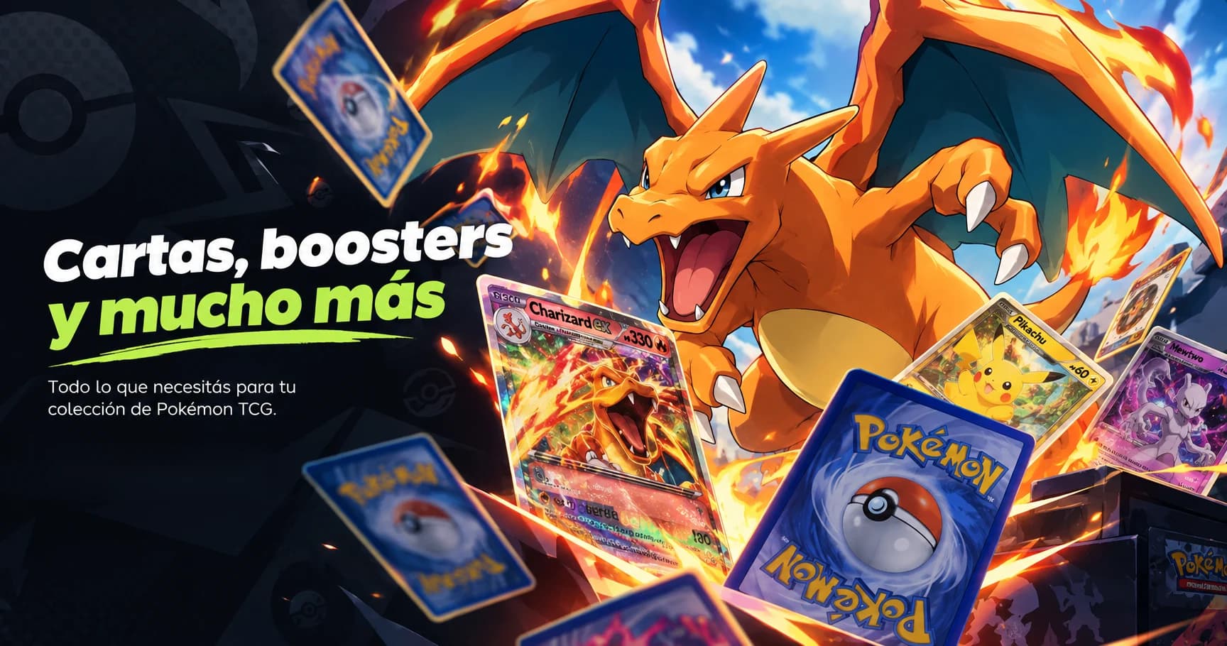 Cartas, boosters y mucho más: booster boxes, elite trainer boxes, cartas individuales y cajas misteriosas para tu colección Pokémon TCG.